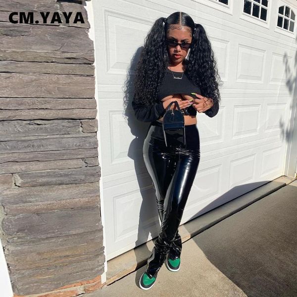 women's tracksuits cm.yaya activewear women's set lace up long sleeve crop flare slit pu pant tracksuit fitness two piece out, Gray
women's tracksuits cm.yaya activewear women's set lace up long sleeve crop flare slit pu pant tracksuit fitness two piece out, Gray