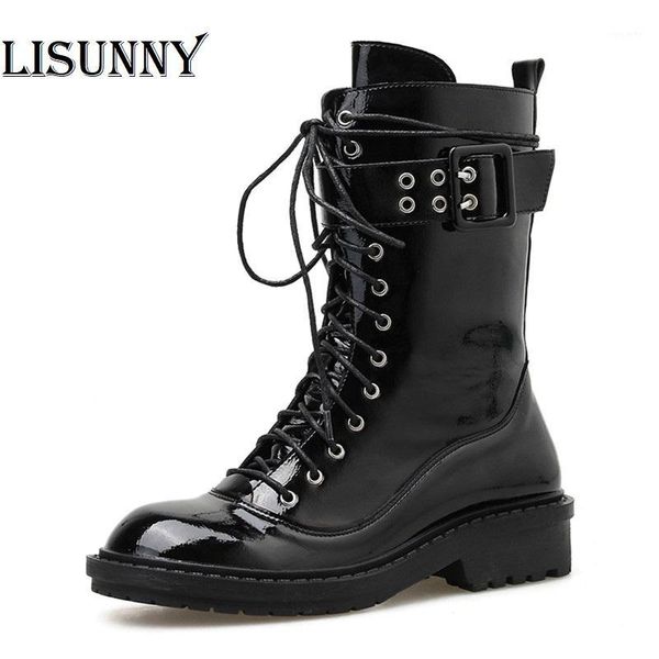 2020 patent leather women boots autumn mid-calf rivet motorcycle boots waterproof low heel comfortable women shoes1, Black
2020 patent leather women boots autumn mid-calf rivet motorcycle boots waterproof low heel comfortable women shoes1, Black