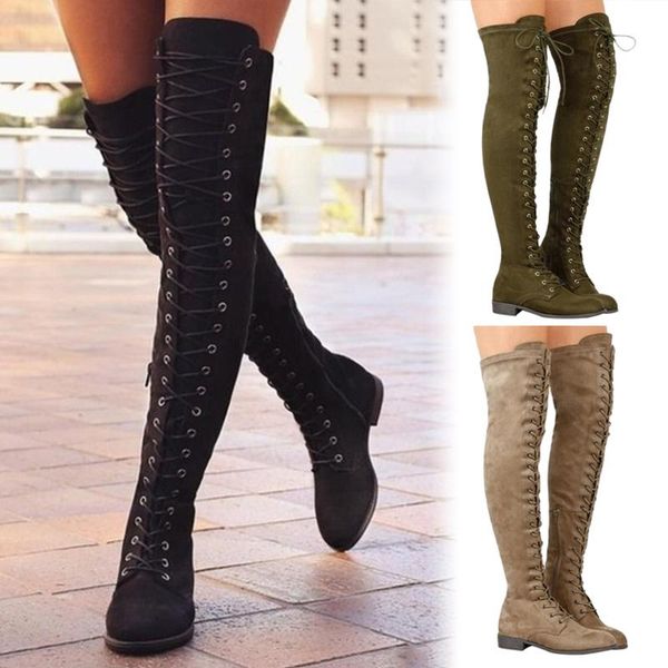 fashion women cross strap suede leather boots autumn winter knee high boots lady thick sole platform over the knee, Black
fashion women cross strap suede leather boots autumn winter knee high boots lady thick sole platform over the knee, Black