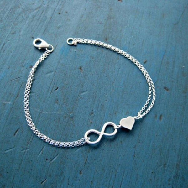 link, chain colors fashion jewelry for women girl bracelet bangle 8 infinity heart, Black
link, chain colors fashion jewelry for women girl bracelet bangle 8 infinity heart, Black