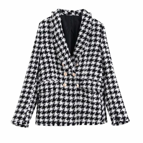 vintage women houndstooth plaid tweed jackets elegant fashion ladies office wear autumn female chic coats, Black;brown
vintage women houndstooth plaid tweed jackets elegant fashion ladies office wear autumn female chic coats, Black;brown