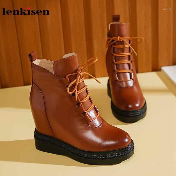 boots lenkisen genuine leather round toe leisure style thick bottom lace up super high heels winter keep warm women ankle l101, Black
boots lenkisen genuine leather round toe leisure style thick bottom lace up super high heels winter keep warm women ankle l101, Black