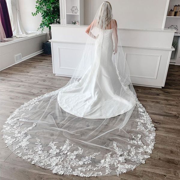charming 3m long wedding veils with lace applique edge one layer round cathedral length veils with comb soft chapel bridal veil, Black
charming 3m long wedding veils with lace applique edge one layer round cathedral length veils with comb soft chapel bridal veil, Black