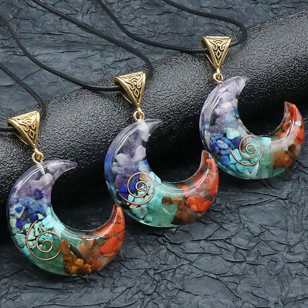 crescent pendant 7 chakras orgonite stone necklace moon shape healing energy natural orgone crystal pendulum lucky om jewelry, Silver
crescent pendant 7 chakras orgonite stone necklace moon shape healing energy natural orgone crystal pendulum lucky om jewelry, Silver