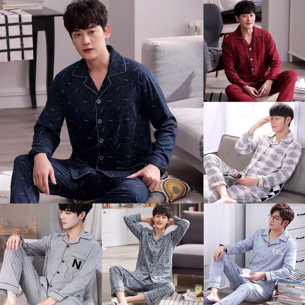 cotton sleepwear pajamas set for men casual home clothe autumn winter nightwear suit full sleeve long pants striped pyjamas set q1216, Black;white
cotton sleepwear pajamas set for men casual home clothe autumn winter nightwear suit full sleeve long pants striped pyjamas set q1216, Black;white
