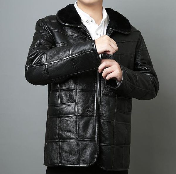 fashionable warm coat men leanther fur splice plaid lapel coats black collar leather jackets mens male winter thick outerwear 
fashionable warm coat men leanther fur splice plaid lapel coats black collar leather jackets mens male winter thick outerwear