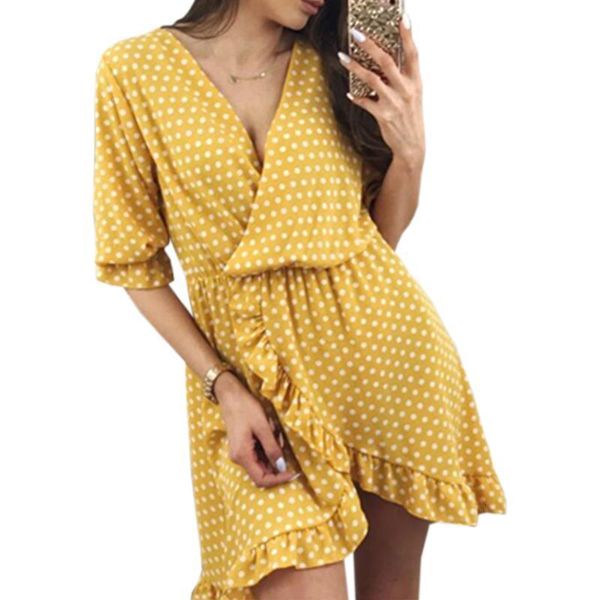 summer chiffon dress 2020 boho beach dress half sleeve v-neck polka dot a-line party dress sundress kawaii ruffles dresses gv103, Black;gray
summer chiffon dress 2020 boho beach dress half sleeve v-neck polka dot a-line party dress sundress kawaii ruffles dresses gv103, Black;gray