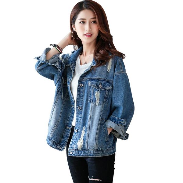 women's jackets spring autumn women denim jacket vintage long sleeve hole boyfriend trends jean coat loose jeans female oversized outer, Black;brown
women's jackets spring autumn women denim jacket vintage long sleeve hole boyfriend trends jean coat loose jeans female oversized outer, Black;brown