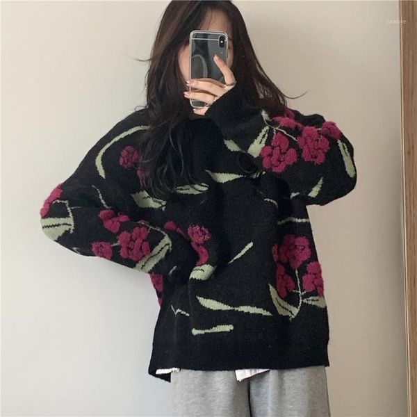 vintage flower sweater women autumn new knitted o neck long sleeve retro loose pullover jumpers1, White;black
vintage flower sweater women autumn new knitted o neck long sleeve retro loose pullover jumpers1, White;black
