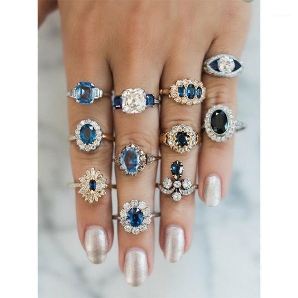 11 pcs/set women blue crystal geometry round water drops irregular flower ring set charm party wedding jewelry accessories1, Golden;silver
11 pcs/set women blue crystal geometry round water drops irregular flower ring set charm party wedding jewelry accessories1, Golden;silver