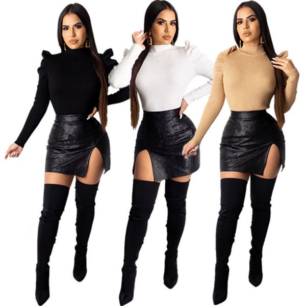 turtleneck lantern sleeve tshirts womens designer solid color slim clothing autumn winter casual women t shirts, White
turtleneck lantern sleeve tshirts womens designer solid color slim clothing autumn winter casual women t shirts, White
