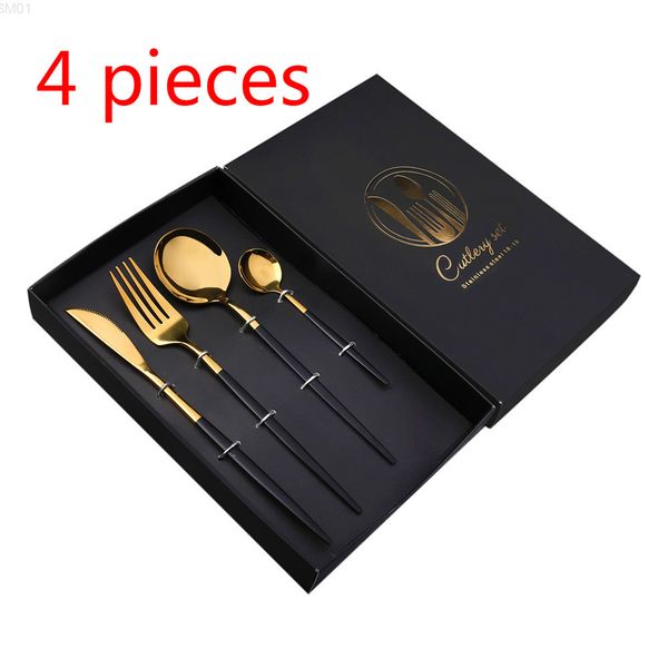 4 pieces / set of black stainless steel golden kitchen cutlery fork knife spoon wedding silverware
4 pieces / set of black stainless steel golden kitchen cutlery fork knife spoon wedding silverware