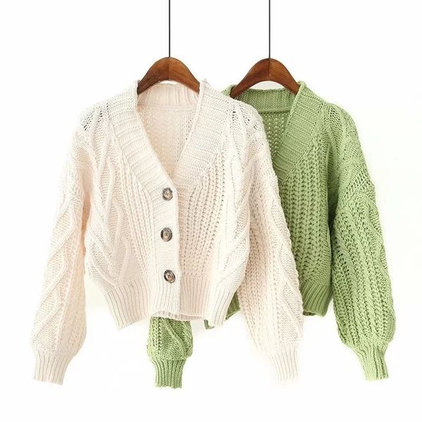 korean coarse short single-breasted v-neck all-match cardigan female 2020 autumn long-sleeve knitwear linen knitting cardigans lj201112, White;black
korean coarse short single-breasted v-neck all-match cardigan female 2020 autumn long-sleeve knitwear linen knitting cardigans lj201112, White;black