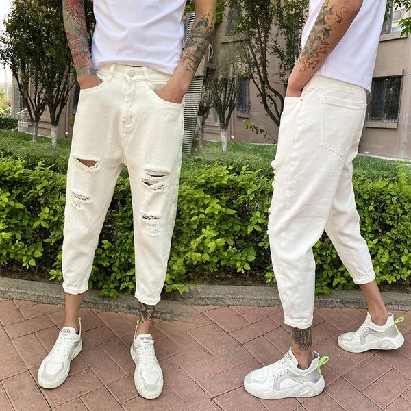 men's jeans 2021 handsome solid color all-match cropped trousers ripped korean style boys ultra-thin pants, Blue
men's jeans 2021 handsome solid color all-match cropped trousers ripped korean style boys ultra-thin pants, Blue
