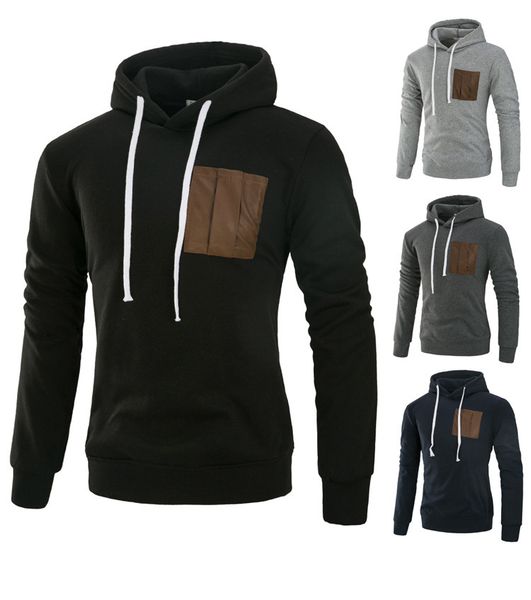men's hooded sweatshirt long sleeve patchwork pullover sports casual loose hoodies for spring/fall/winter, Black
men's hooded sweatshirt long sleeve patchwork pullover sports casual loose hoodies for spring/fall/winter, Black