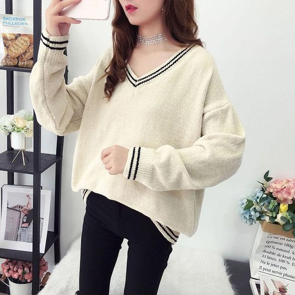 winter loose wearing chenille sweater coat female korean fashion wild v-neck sweater new autumn women1, White;black
winter loose wearing chenille sweater coat female korean fashion wild v-neck sweater new autumn women1, White;black