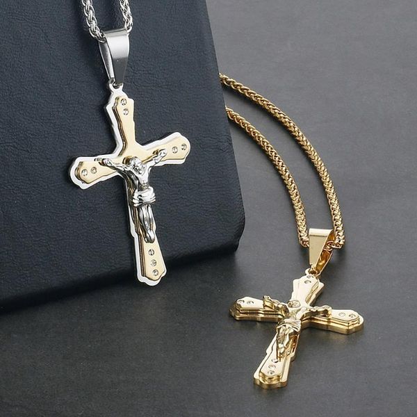 pendant necklaces catholic crucifix stainless steel chain necklace men jewelry jesus crystal cross gold mn208, Silver
pendant necklaces catholic crucifix stainless steel chain necklace men jewelry jesus crystal cross gold mn208, Silver