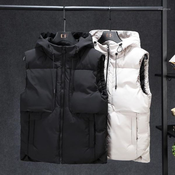 2020 fashion men's hooded vests autumn winter warm sleeveless jackets men coats solid smart casual vest male waistcoats,88801, Black;white
2020 fashion men's hooded vests autumn winter warm sleeveless jackets men coats solid smart casual vest male waistcoats,88801, Black;white