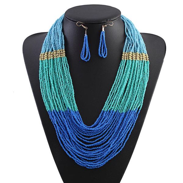 trendy bohemian multi-layers beads ethnic style tassel necklace and earrings jewelry set for woman costume jewerly set, Silver
trendy bohemian multi-layers beads ethnic style tassel necklace and earrings jewelry set for woman costume jewerly set, Silver