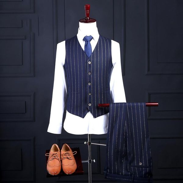 men double breasted tailored suit slim fit custom made pinstripe navy blue wedding suits for men, White;black
men double breasted tailored suit slim fit custom made pinstripe navy blue wedding suits for men, White;black