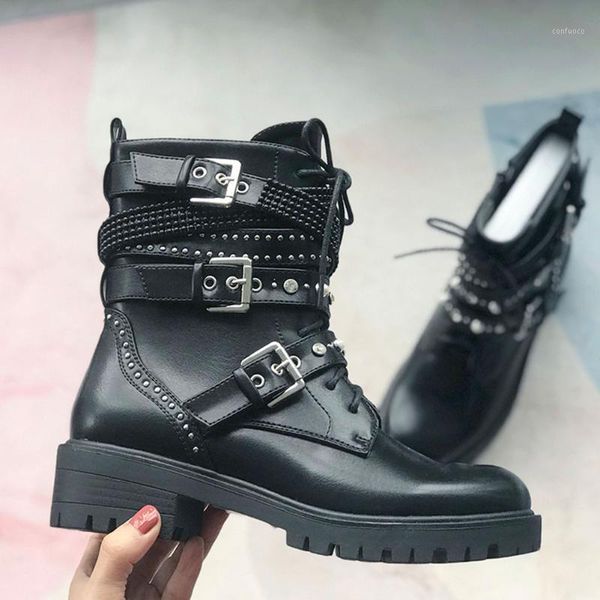 sarairis punk platform boots women pearl buckle boots ladies round toe lace up square heel ankle shoes1, Black
sarairis punk platform boots women pearl buckle boots ladies round toe lace up square heel ankle shoes1, Black