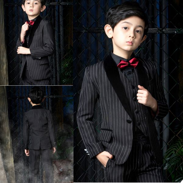 kids custom made suit three piece pinstripe tuxedos boys suits shawl lapel one button formal children suit, Black;gray
kids custom made suit three piece pinstripe tuxedos boys suits shawl lapel one button formal children suit, Black;gray