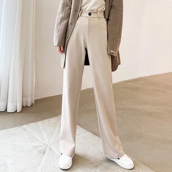 women's pants & capris women 2021 autumn winter woolen wide-leg female high waist loose straight ladies solid color long trousers w466, Black;white
women's pants & capris women 2021 autumn winter woolen wide-leg female high waist loose straight ladies solid color long trousers w466, Black;white