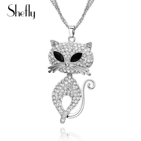 pendant necklaces fashion cat necklace jewelry for women cz crystal color long multi layer kettingen voor vrouwen dropship, Silver
pendant necklaces fashion cat necklace jewelry for women cz crystal color long multi layer kettingen voor vrouwen dropship, Silver