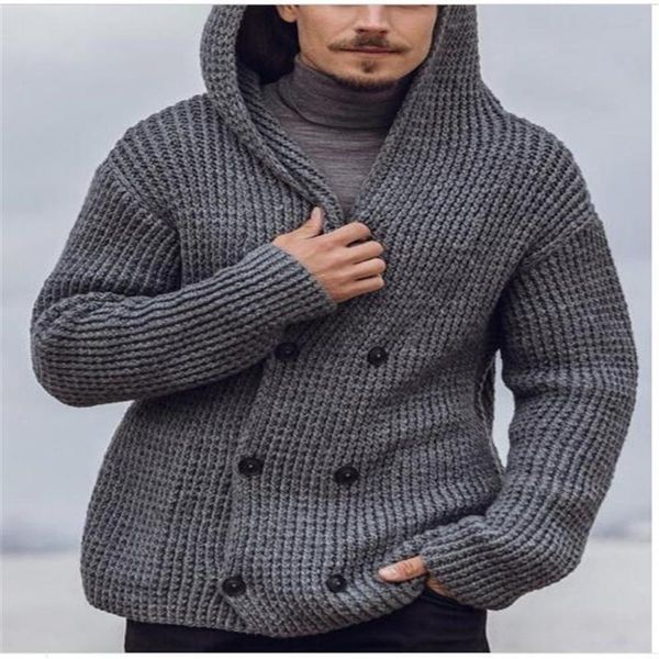 men's sweaters winter men acrylic pure color double breasted long sleeve hooded sweater vintage casual loose thick kniting outerwear ov, White;black
men's sweaters winter men acrylic pure color double breasted long sleeve hooded sweater vintage casual loose thick kniting outerwear ov, White;black