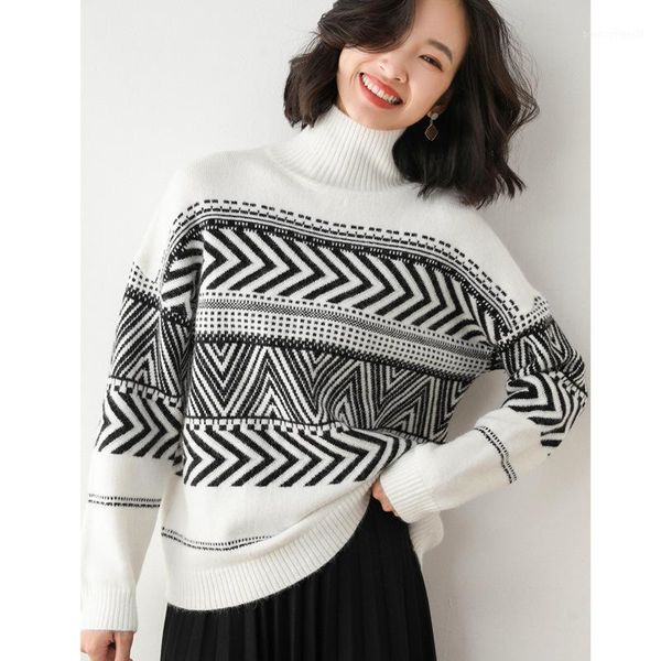 women's sweaters cashmere autumn and winter turtleneck women's loose-fit padded vintage jacquard bottoming sweater1, White;black
women's sweaters cashmere autumn and winter turtleneck women's loose-fit padded vintage jacquard bottoming sweater1, White;black
