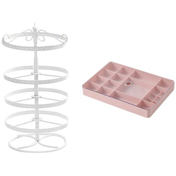 multi-lattice jewelry box makeup storage necklace travel box pink & 4 tiers metal rotating earring hanger, 168 holes, Pink;blue
multi-lattice jewelry box makeup storage necklace travel box pink & 4 tiers metal rotating earring hanger, 168 holes, Pink;blue