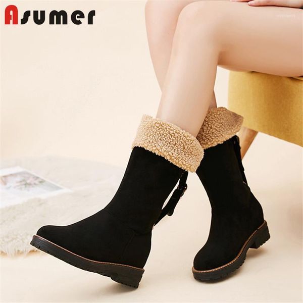 asumer 2020 warm winter snow boots woman flock thick fur round toe low heel casual shoes women mid calf boots big size 431, Black
asumer 2020 warm winter snow boots woman flock thick fur round toe low heel casual shoes women mid calf boots big size 431, Black