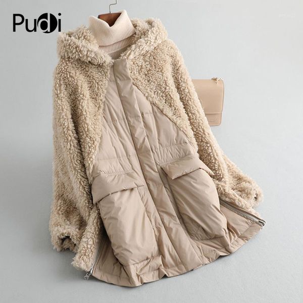 women's fur & faux pudi a59233 women winter polyester fabric real wool down warm jacket small camel girl coat lady long overcoat1, Black
women's fur & faux pudi a59233 women winter polyester fabric real wool down warm jacket small camel girl coat lady long overcoat1, Black