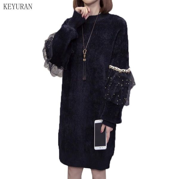 2021 autumn winter mohair pullover sweater dress women plus size mesh sequins patchwork casual loose black knitted dress white, Black;gray
2021 autumn winter mohair pullover sweater dress women plus size mesh sequins patchwork casual loose black knitted dress white, Black;gray