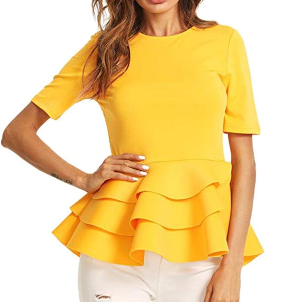 blouses womens short sleeve vintage layered ruffle hem fit yellow peplum blouse shirts women blouse et chemisier femme, White
blouses womens short sleeve vintage layered ruffle hem fit yellow peplum blouse shirts women blouse et chemisier femme, White