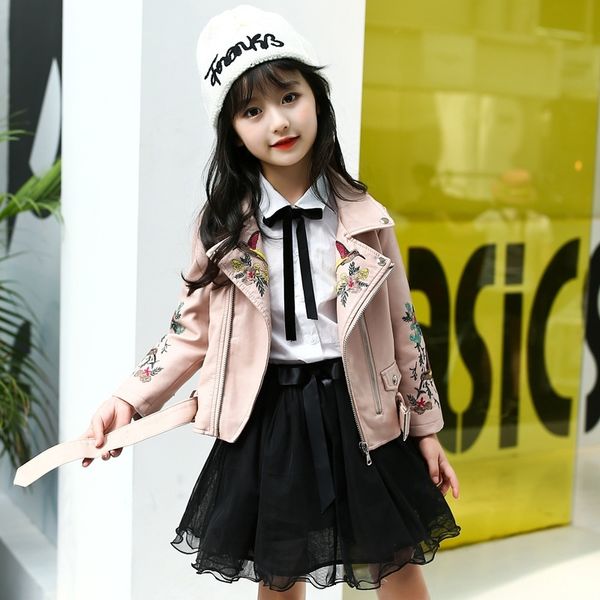 spring autumn children embroidery leather jackets girls outwear fashion children pu leather coats y200901, Blue;gray
spring autumn children embroidery leather jackets girls outwear fashion children pu leather coats y200901, Blue;gray