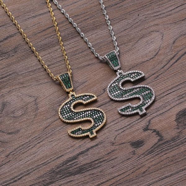 brass green cubic zircon dollar sign pendants hip hop necklace for men and women cn256, Silver
brass green cubic zircon dollar sign pendants hip hop necklace for men and women cn256, Silver