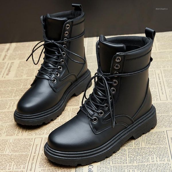 2021 women autumn winter white black pu leather boots round toe lace up shoes woman fashion motorcycle platform botas de mujer1
2021 women autumn winter white black pu leather boots round toe lace up shoes woman fashion motorcycle platform botas de mujer1