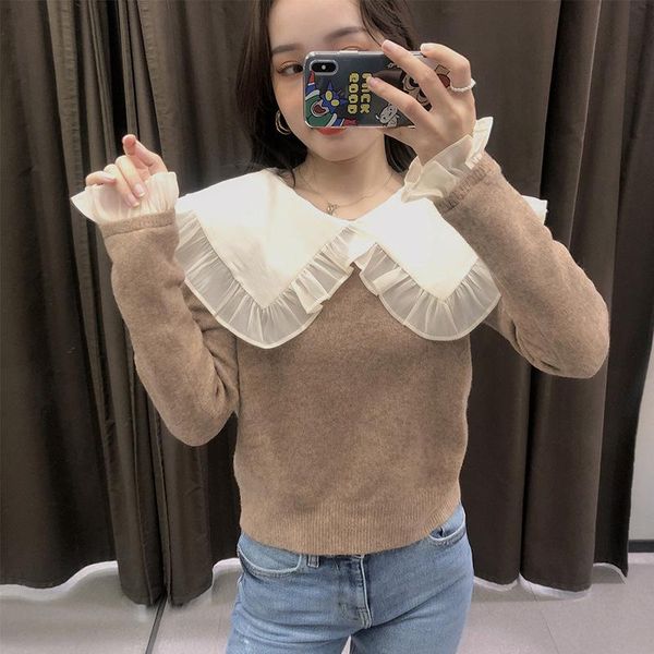 superaen new knitwear autumn and winter bottom solid full sweet peter pan collar woman sweaters, White;black
superaen new knitwear autumn and winter bottom solid full sweet peter pan collar woman sweaters, White;black