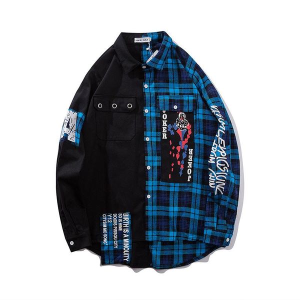 men's casual shirts clown hip hop plaid outwear coats harajuku fashion jacket streetwear, White;black
men's casual shirts clown hip hop plaid outwear coats harajuku fashion jacket streetwear, White;black