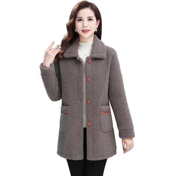 women's fur & faux autumn winter thicken grain fleece coats outerwear women fashion plus size mother length coat ladies warm lamb wool, Black
women's fur & faux autumn winter thicken grain fleece coats outerwear women fashion plus size mother length coat ladies warm lamb wool, Black