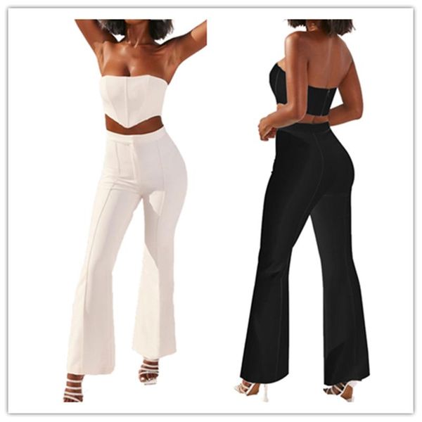 women's tracksuits pd 2pcs women clothes solid color outfit boned strapless crop + high waist flared pants two piece set lounge, Gray
women's tracksuits pd 2pcs women clothes solid color outfit boned strapless crop + high waist flared pants two piece set lounge, Gray