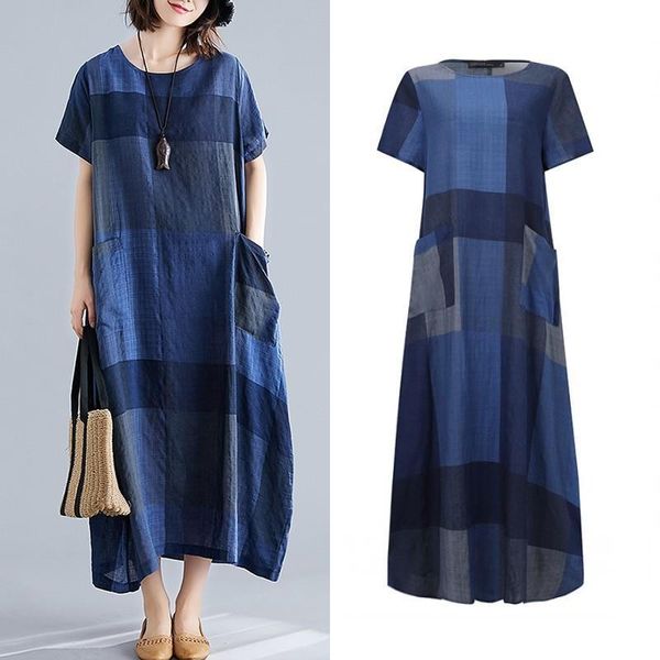 fashion womens check sundress summer dress short sleeve maxi vestidos female summer casual dress plus size o neck plaid robe, Black;gray
fashion womens check sundress summer dress short sleeve maxi vestidos female summer casual dress plus size o neck plaid robe, Black;gray