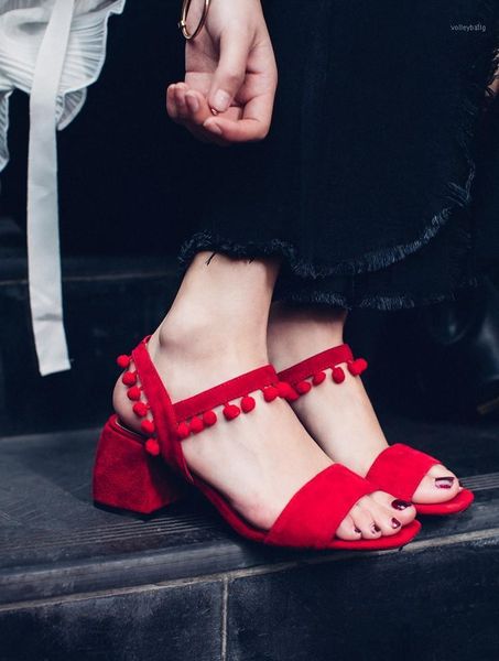 summer gladiator sandals women red chunky heels shoes high heels 6cm pom pom sandals women open toe denim1, Black
summer gladiator sandals women red chunky heels shoes high heels 6cm pom pom sandals women open toe denim1, Black