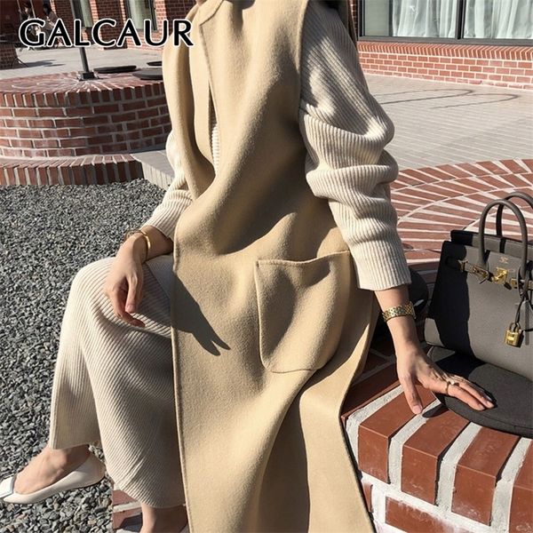 galcaur yellow coat for women stand collar sleeveless patchwork pockets loose oversized tweed coats female autumn clothing 201031, Black;white
galcaur yellow coat for women stand collar sleeveless patchwork pockets loose oversized tweed coats female autumn clothing 201031, Black;white
