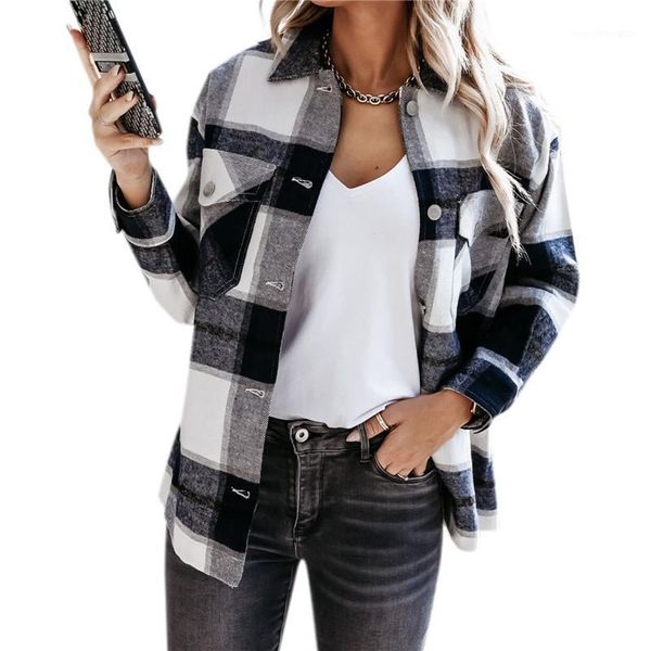 hirigin spring autumn women long sleeve loose plaid jacket fashion ladies casual buttoned pockets shirt style coat1, Black;brown
hirigin spring autumn women long sleeve loose plaid jacket fashion ladies casual buttoned pockets shirt style coat1, Black;brown