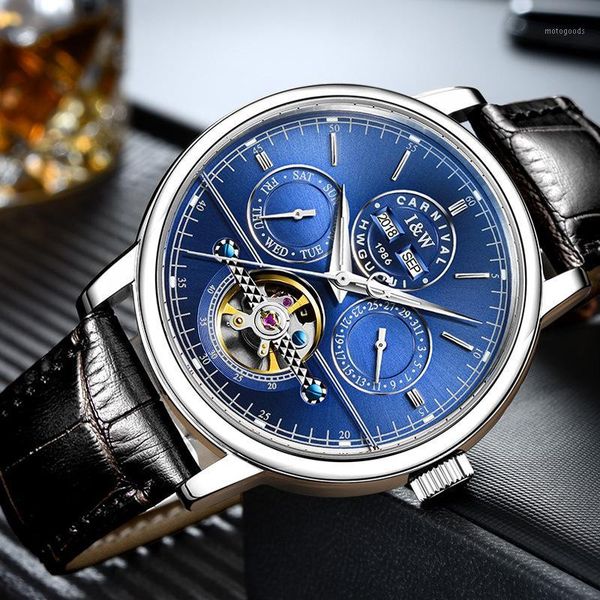wristwatches original carnival brand classic tourbillon automatic watches for men multi functional sub dials calendar wrist watch mechanical, Slivery;brown
wristwatches original carnival brand classic tourbillon automatic watches for men multi functional sub dials calendar wrist watch mechanical, Slivery;brown