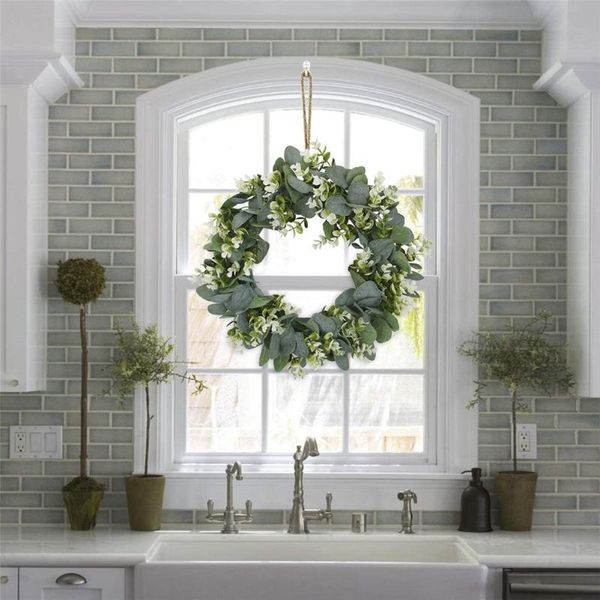 decorative flowers & wreaths 44cm eucalyptus wreath spring artificial green leaves for front door window wall decoration
decorative flowers & wreaths 44cm eucalyptus wreath spring artificial green leaves for front door window wall decoration