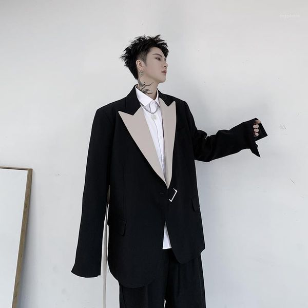 men's suits & blazers male splice color hidden button casual blazer suit jacket 2021 spring men japan streetwear coat outerwear1, White;black
men's suits & blazers male splice color hidden button casual blazer suit jacket 2021 spring men japan streetwear coat outerwear1, White;black