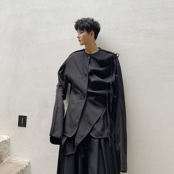 2021 autumn men of personality design plissate hip hop cord long-sleeve women's occasional black vintage blouse cnia, White;black
2021 autumn men of personality design plissate hip hop cord long-sleeve women's occasional black vintage blouse cnia, White;black